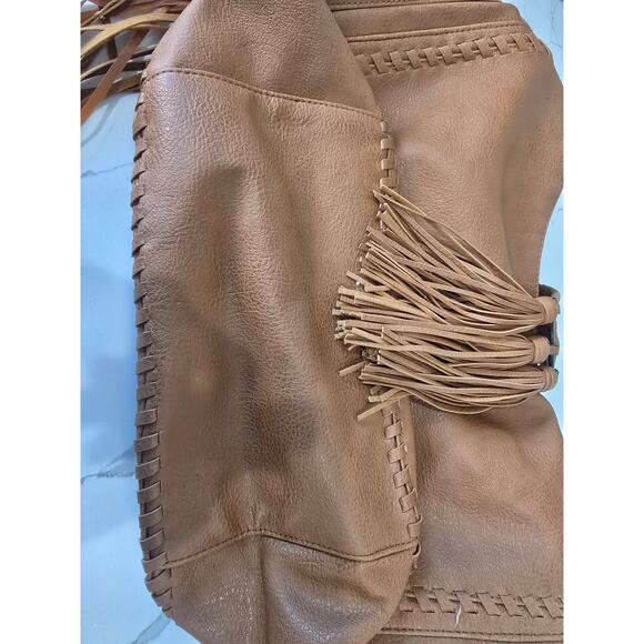 Tan Big Buddha Boho Bag with tassels and fringe - Picture 9 of 9